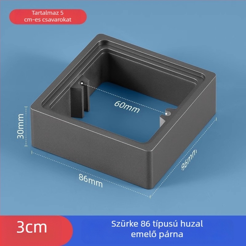 Type 86-os beépített négyszögletes elektromos doboz, megnövelt gyűrűvel és alsó nélküli doboz tömítésével, kapcsolópanel kompatibilis.