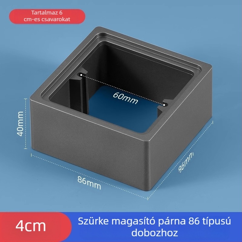 Type 86-os beépített négyszögletes elektromos doboz, megnövelt gyűrűvel és alsó nélküli doboz tömítésével, kapcsolópanel kompatibilis.