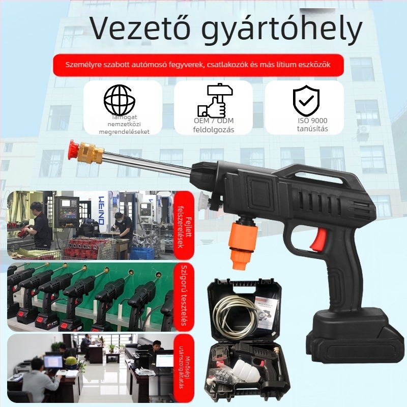 Háztartási elektromos autómosó pisztoly, újratölthető lítium akkumulátor, 21V, 22 bar magas nyomás, 3200 fordulat/perc, TT-EWS01 modell