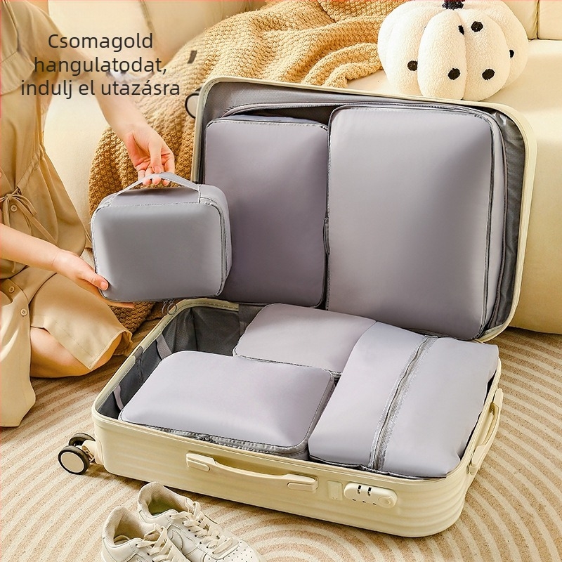 Hat darabos tömörítő táska készlet utazáshoz – nagy kapacitású ruharendező, hordozható tárolás