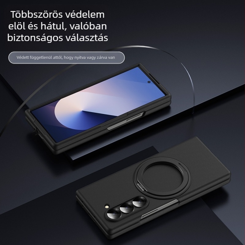 Samsung zFold6 tok forgó állvánnyal és mágneses héjjal – PC anyag, forró préseléses felület, hőelvezetés, kopásállóság, ujjlenyomat-mentes