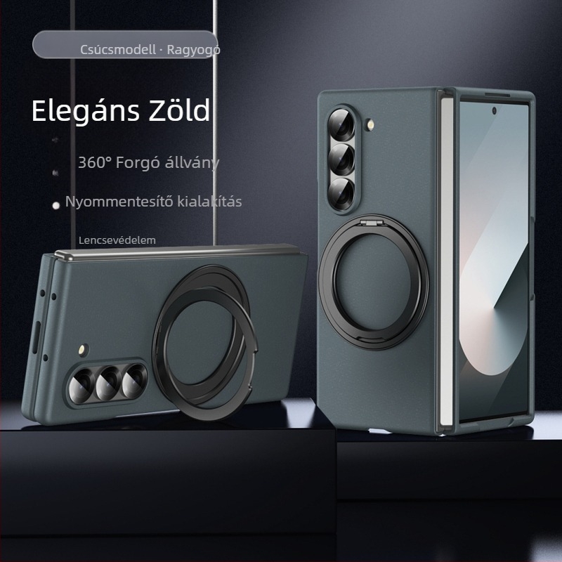 Samsung zFold6 tok forgó állvánnyal és mágneses héjjal – PC anyag, forró préseléses felület, hőelvezetés, kopásállóság, ujjlenyomat-mentes