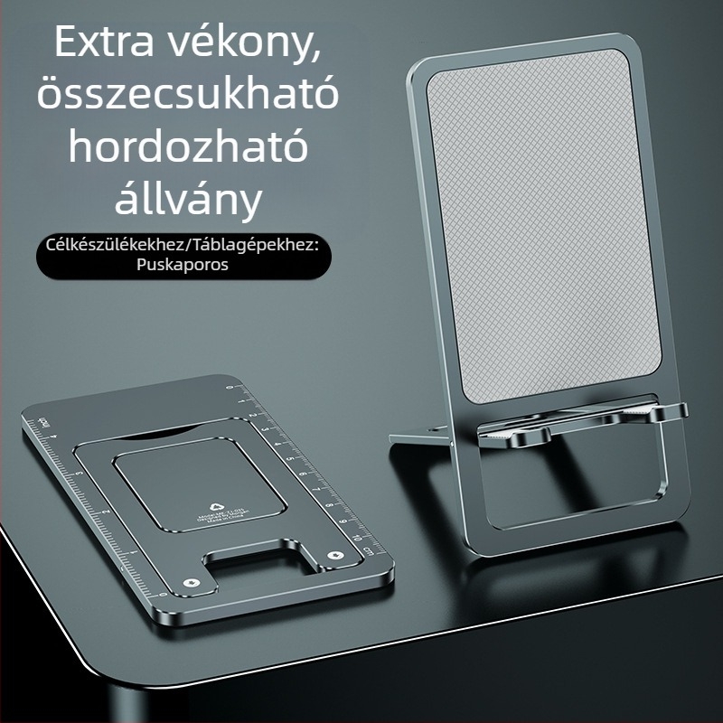 MK Asztali telefon-tartó — ultra vékony, összecsukható, alumíniumötvözet, csúszásmentes, kompakt