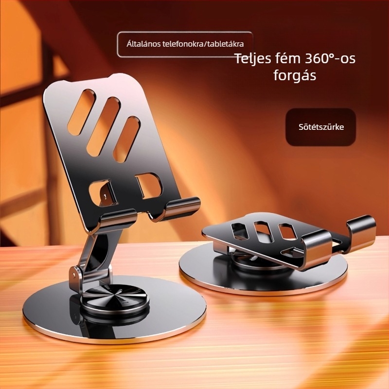 Asztali teljesen fém összecsukható és forgó állvány telefonok és tabletek számára