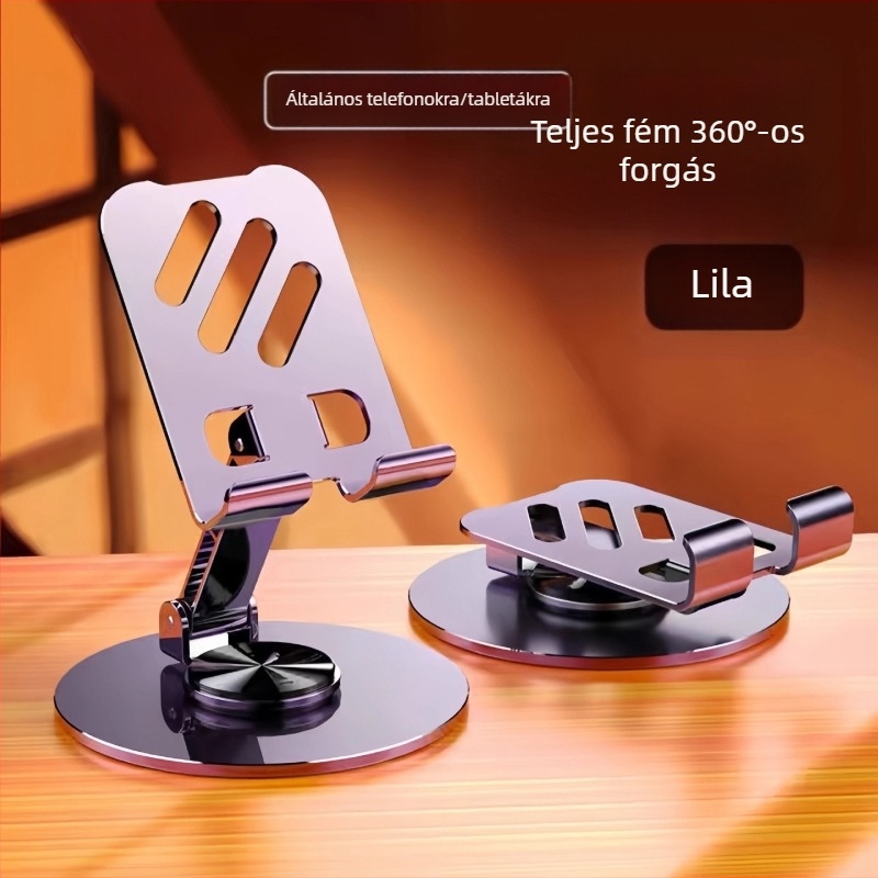 Asztali teljesen fém összecsukható és forgó állvány telefonok és tabletek számára
