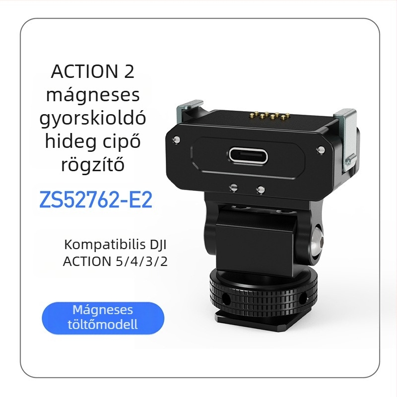 Mágneses gyorskioldó tartó sportkamerához, kompatibil DJI Action 5 Pro/4/3/2, alumínium ötvözet, cold shoe slot