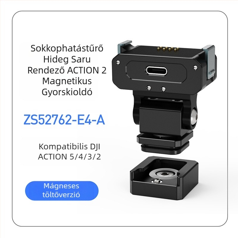 Mágneses gyorskioldó tartó sportkamerához, kompatibil DJI Action 5 Pro/4/3/2, alumínium ötvözet, cold shoe slot