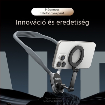 TELESIN MagSafe mágneses nyakban tartó telefonhoz FPV élő közvetítés és fényképezéshez – univerzális minden telefonhoz, anyag: szilikon+ABS+fém