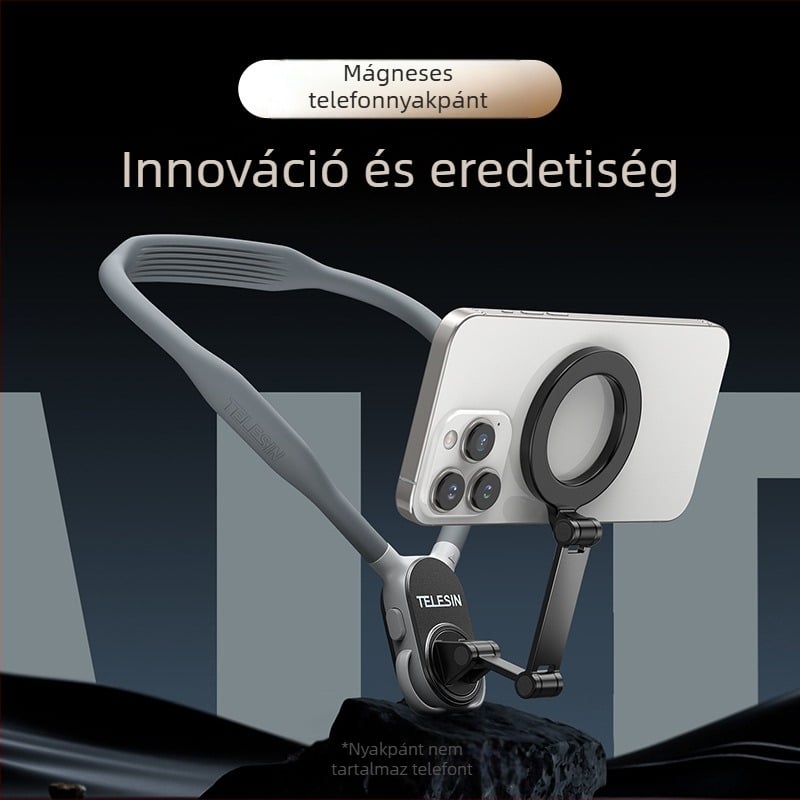 TELESIN MagSafe mágneses nyakban tartó telefonhoz FPV élő közvetítés és fényképezéshez – univerzális minden telefonhoz, anyag: szilikon+ABS+fém