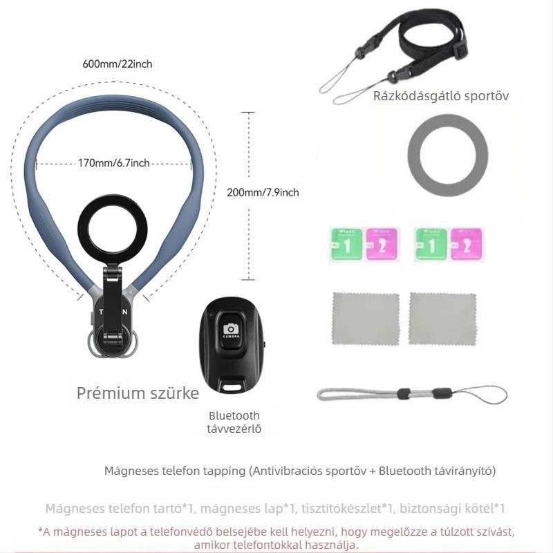 TELESIN MagSafe mágneses nyakban tartó telefonhoz FPV élő közvetítés és fényképezéshez – univerzális minden telefonhoz, anyag: szilikon+ABS+fém
