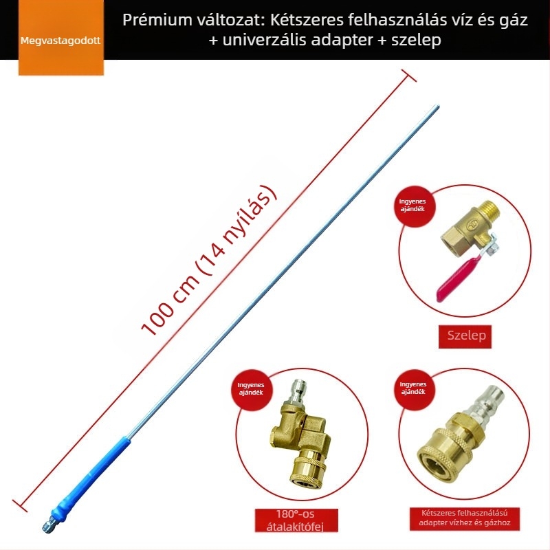 Járművek víztartály tisztító pisztoly - szétszerelés nélkül, kettős funkciójú víz és gáz eszköz, rozsdamentes acél fej és fogantyú, nagy nyomás, permetezési távolság 3 m