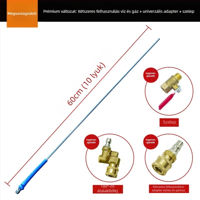 Járművek víztartály tisztító pisztoly - szétszerelés nélkül, kettős funkciójú víz és gáz eszköz, rozsdamentes acél fej és fogantyú, nagy nyomás, permetezési távolság 3 m