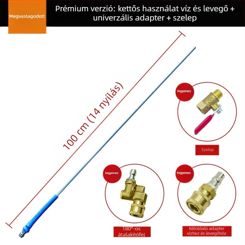 Járművek víztartály tisztító pisztoly - szétszerelés nélkül, kettős funkciójú víz és gáz eszköz, rozsdamentes acél fej és fogantyú, nagy nyomás, permetezési távolság 3 m