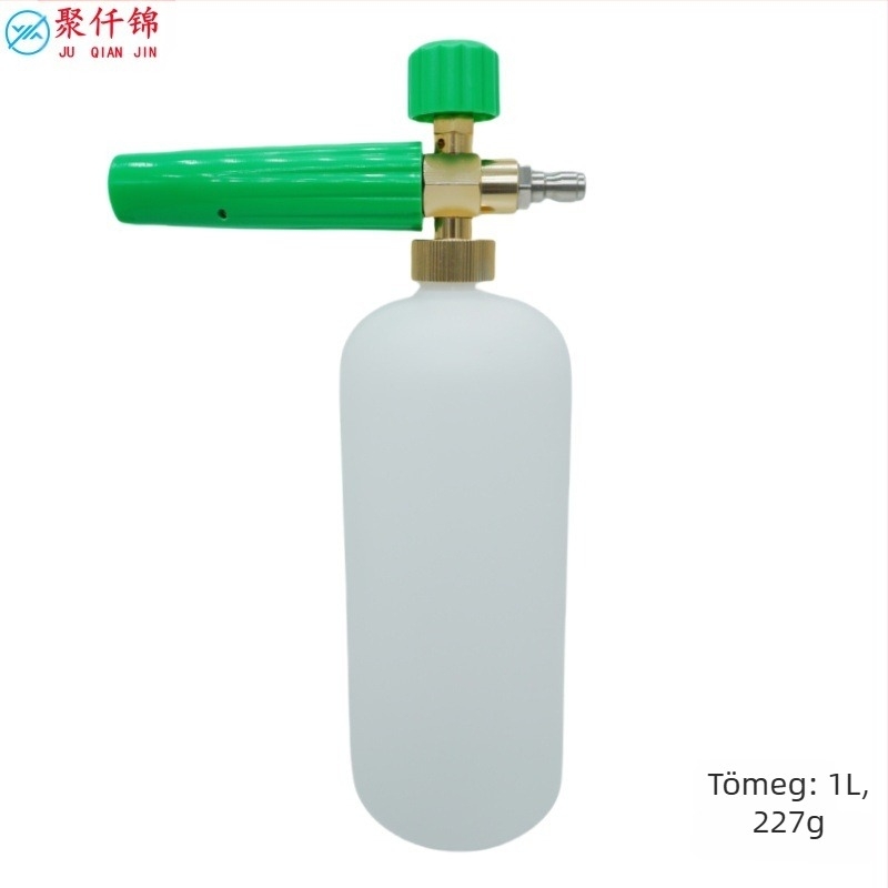 Magasnyomású autómosó habspray pisztoly, alumínium és mérnöki műanyag felépítés, állítható habzás, ventilátorszerű permet