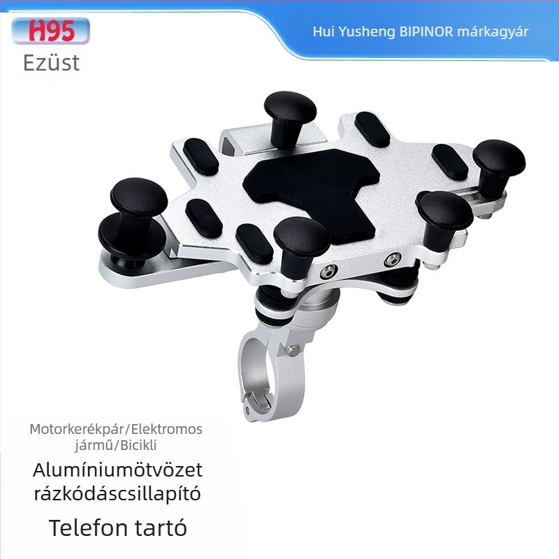 BIPINOR H99 Motorkerékpár telefon-tartó navigációhoz, ütéscsillapító és 360°-os forgófejjel, kompatibilis Honda, Yamaha, BMW és Wuyang Haojue modellekkel