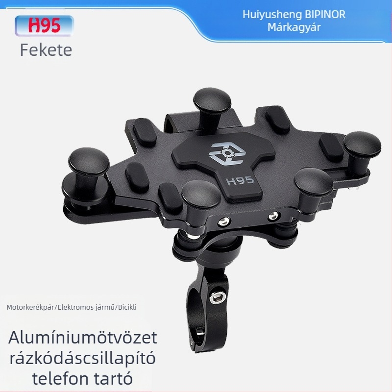 BIPINOR H99 Motorkerékpár telefon-tartó navigációhoz, ütéscsillapító és 360°-os forgófejjel, kompatibilis Honda, Yamaha, BMW és Wuyang Haojue modellekkel