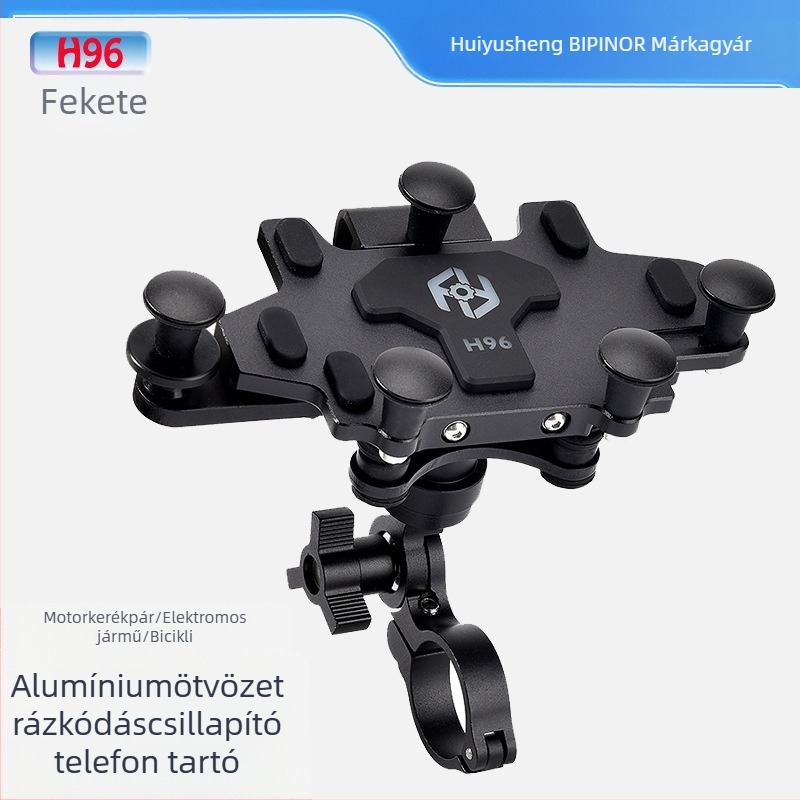 BIPINOR H99 Motorkerékpár telefon-tartó navigációhoz, ütéscsillapító és 360°-os forgófejjel, kompatibilis Honda, Yamaha, BMW és Wuyang Haojue modellekkel