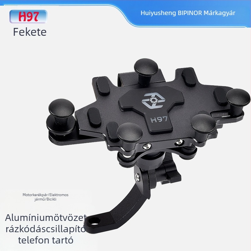 BIPINOR H99 Motorkerékpár telefon-tartó navigációhoz, ütéscsillapító és 360°-os forgófejjel, kompatibilis Honda, Yamaha, BMW és Wuyang Haojue modellekkel