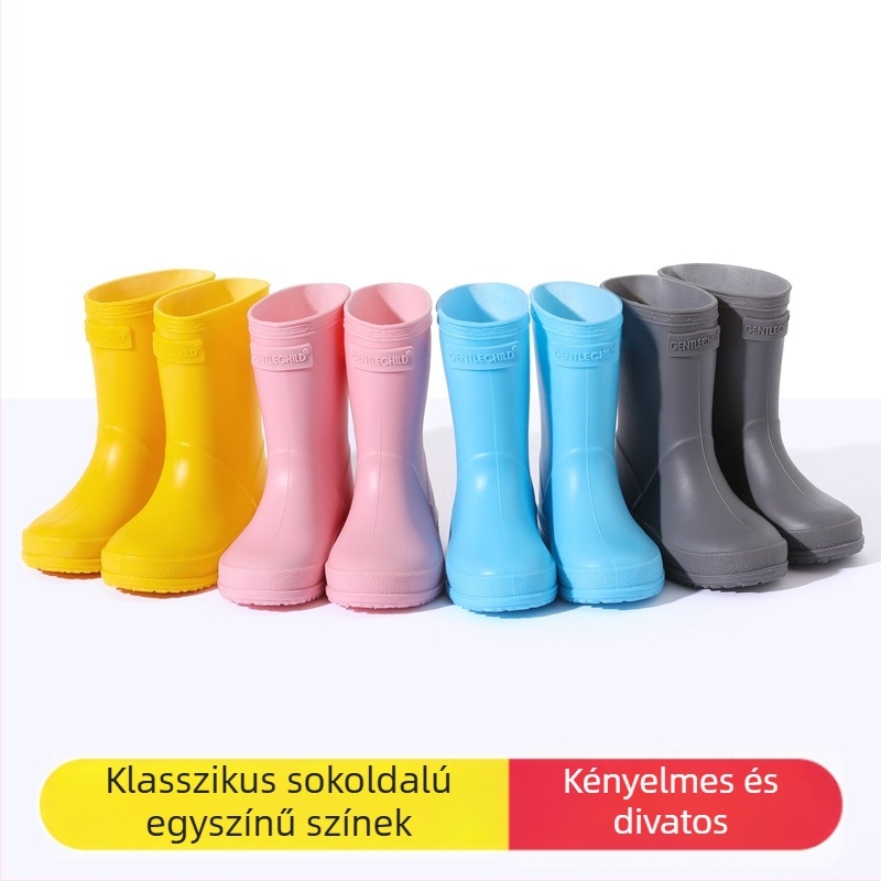 Gyerekek esőcsizmája PVC vízálló, csúszásmentes puha talpú, alacsony sarok 1–3 cm