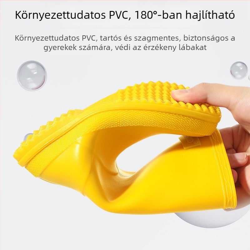 Gyerekek esőcsizmája PVC vízálló, csúszásmentes puha talpú, alacsony sarok 1–3 cm