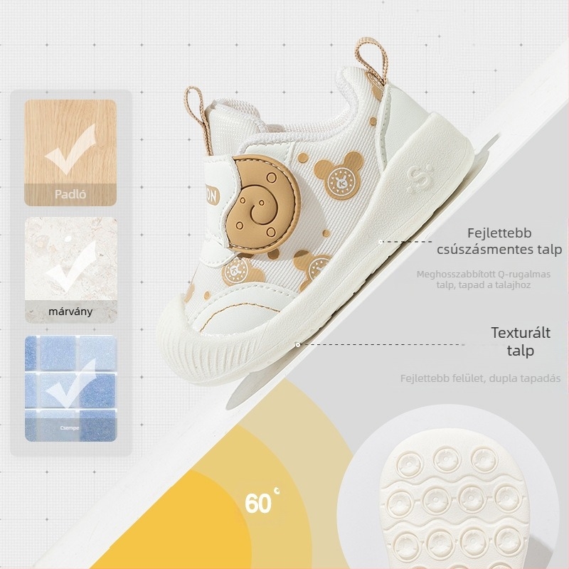 Kisgyermek cipők pamut szövet felsőrésszel, puha talppal, csúszásmentes, 12-36 hónapos korosztálynak