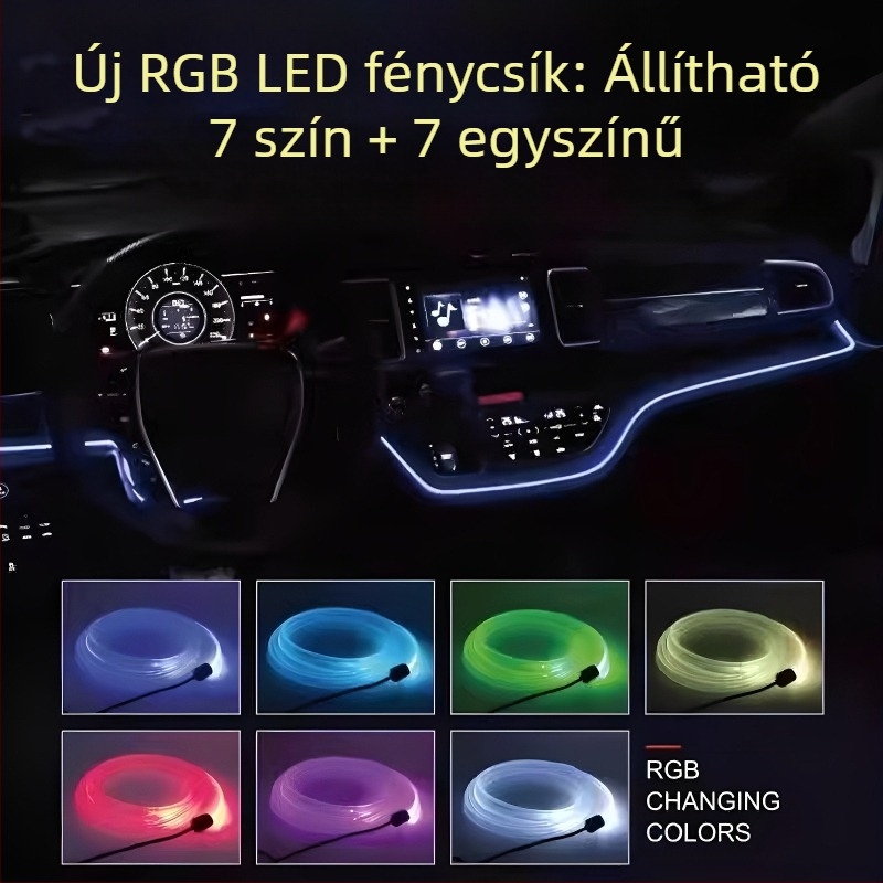 Autó belső világítás RGB ambientfény alkalmazásvezérléssel, USB gombos típus, 5V, 1.5W, MMA