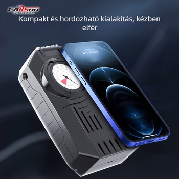 Elektromos autó mini keréknyomás-szivattyú éjszakai világítással, 12V, 80W, 25 L/perc, akkumulátorról működik, 3 m kábel