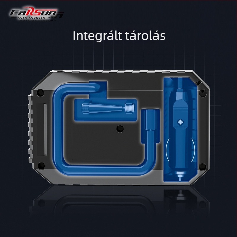Elektromos autó mini keréknyomás-szivattyú éjszakai világítással, 12V, 80W, 25 L/perc, akkumulátorról működik, 3 m kábel