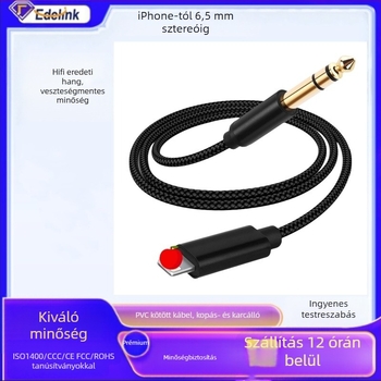 Fülhallgató-adapter Apple Audio eszközökhöz — EDELINK YUl65001, Lightningból 6,5 mm sztereó, 4.0 kábel