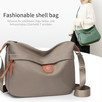 Női nylon alkar-táska, stílus alkarhoz illeszkedő, vízszintes négyszögletes forma, cipzáras záródás, belső zsebek: cipzáros zseb, telefonzseb, személyazonosító zseb, poliészter bélés