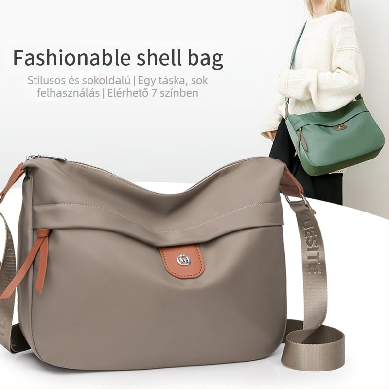 Női nylon alkar-táska, stílus alkarhoz illeszkedő, vízszintes négyszögletes forma, cipzáras záródás, belső zsebek: cipzáros zseb, telefonzseb, személyazonosító zseb, poliészter bélés