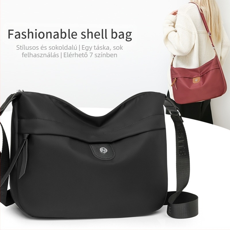 Női nylon alkar-táska, stílus alkarhoz illeszkedő, vízszintes négyszögletes forma, cipzáras záródás, belső zsebek: cipzáros zseb, telefonzseb, személyazonosító zseb, poliészter bélés