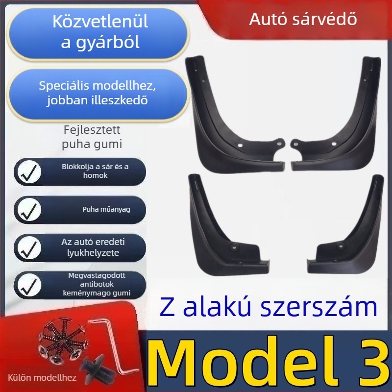 Tesla Model 3 sárvédő | Peya, műanyag; puha gumi anti-fagy vastagítás; testreszabás