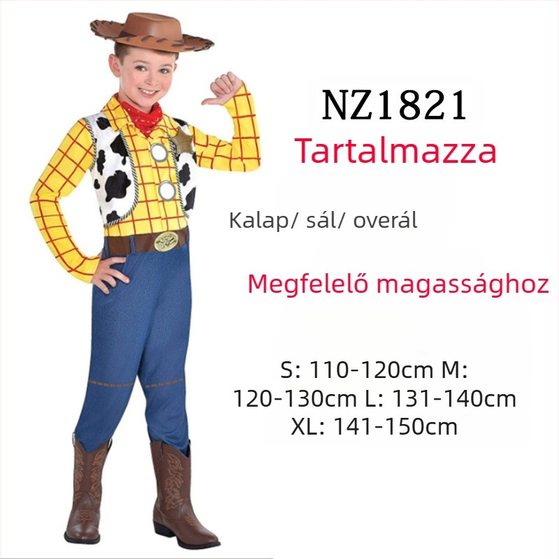 Woody jelmez családi színpadi előadásra – felnőtteknek és gyerekeknek, denim stílus, utcai divat, anyag Spandex és Nylon, fő anyag <30%, másodlagos 30–50%, 2023 tavasz