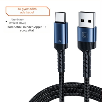 Type-C gyors töltésű adatkábel, L-alakú kivitel, alumíniumötvözet, 60W maximum