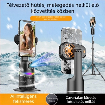 Okostelefonhoz tartozó gimbal automata követéssel és 360° forgással — szerelés nélkül, tömeg 290 g, 1 év garancia