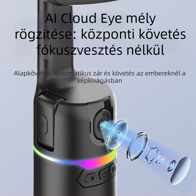 Okostelefonhoz tartozó gimbal automata követéssel és 360° forgással — szerelés nélkül, tömeg 290 g, 1 év garancia