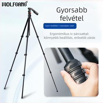 Univerzális állvány mobiltelefonhoz és kamerához, 3D fej, 4 részes, alumíniumötvözetből, teherbírás 3,5 kg, gyorskioldó lemezzel