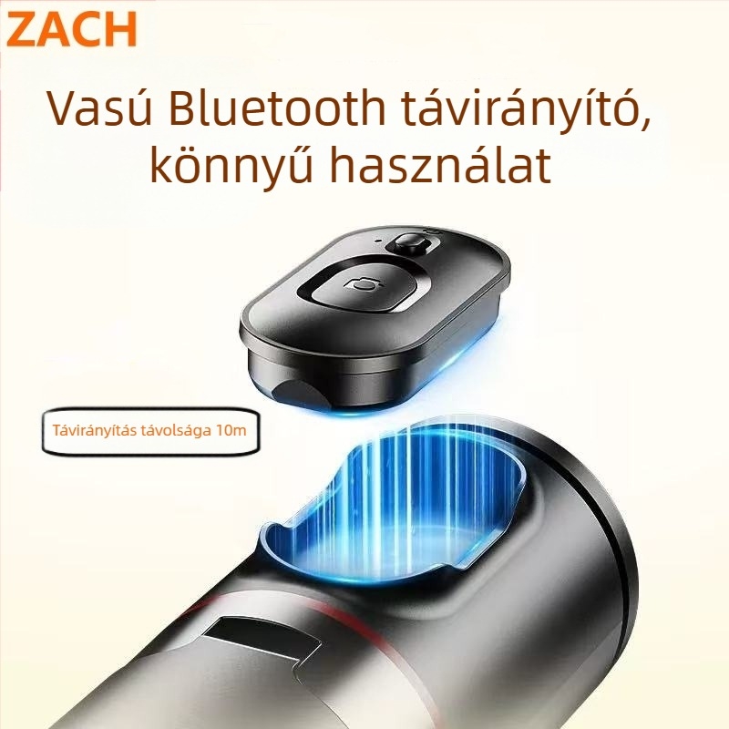 Fotózásra és videózásra készült állvány ABS+alumínium ötvözetből, képstabilizálás, beépített LED-fény, Bluetooth, távirányító