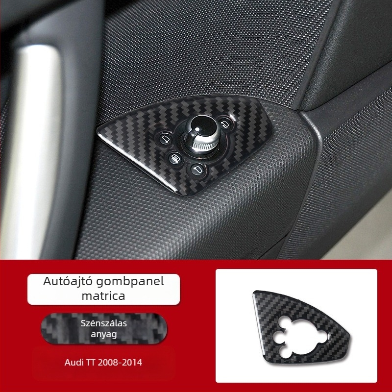 Audi TT (2008-2014) Valódi szénszálas ajtó gombpanel dekor, testreszabható belső kialakítás logónyomtatással