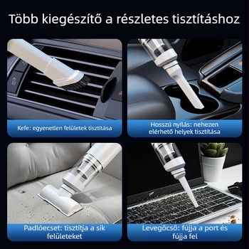 Kézi autós porszívó, vezeték nélküli, újratölthető, 7.4V, 80W, 9000Pa szívás