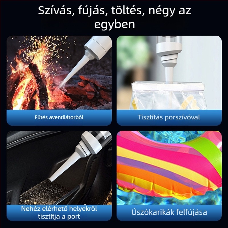Kézi autós porszívó, vezeték nélküli, újratölthető, 7.4V, 80W, 9000Pa szívás