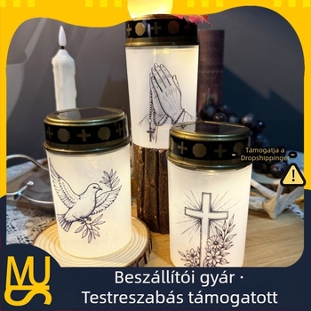 THIKIN elektronikus gyertya templomba, hengeres, PP anyagú, félig kézi és félig mechanikus kivitelezés