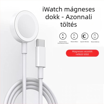 Apple Watch mágneses töltőalap C-porttal - PD töltés; mágneses töltés; kimeneti teljesítmény 2,5–5 W; állványos töltő; kompatibil Apple Watch Series