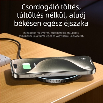 Toocki 3-in-1 asztali vezeték nélküli töltő 15W PD protokollal és mágneses töltéssel, Bluetooth fülhallgatókhoz és az iPhone 15 sorozathoz