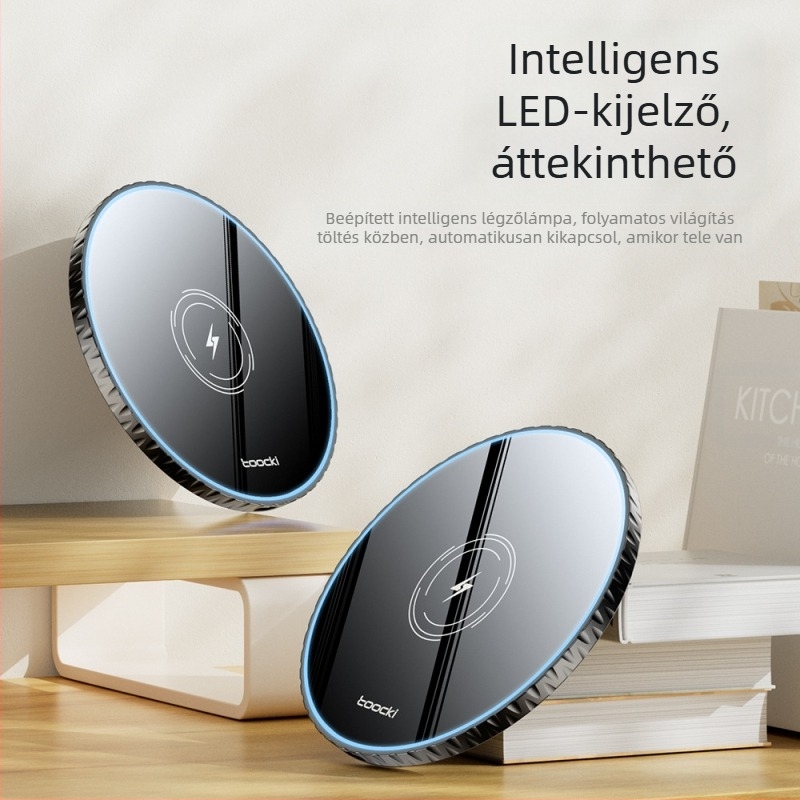 Toocki 3-in-1 asztali vezeték nélküli töltő 15W PD protokollal és mágneses töltéssel, Bluetooth fülhallgatókhoz és az iPhone 15 sorozathoz