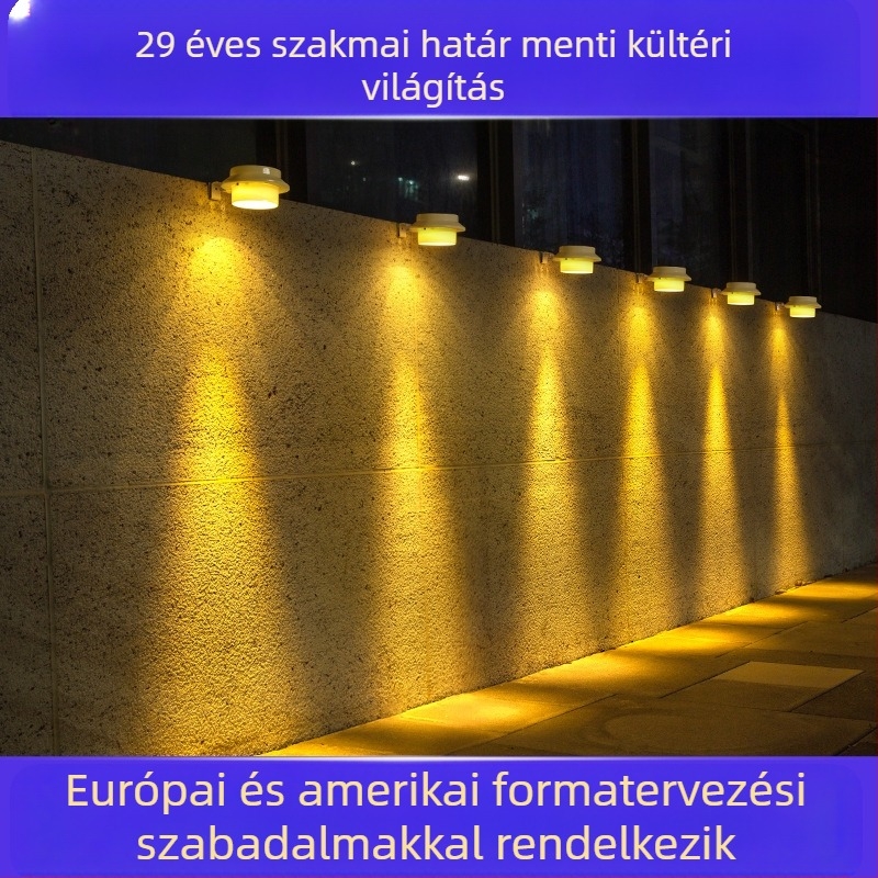 Napelemes kertvilágítás kültéri használatra, dekoratív falfény a kerthez és a kerítéshez