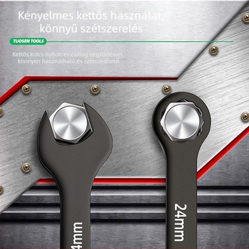 Autójavítási kombinált kulcs, XTUOSEN, magas széntartalmú acél, Blacken felületkezelés