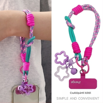 Női telefonhurok csuklóra, fonott, állítható, kétfunkciós, kézzel készített, geometriai medál