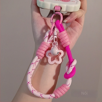 Női telefonhurok csuklóra, fonott, állítható, kétfunkciós, kézzel készített, geometriai medál